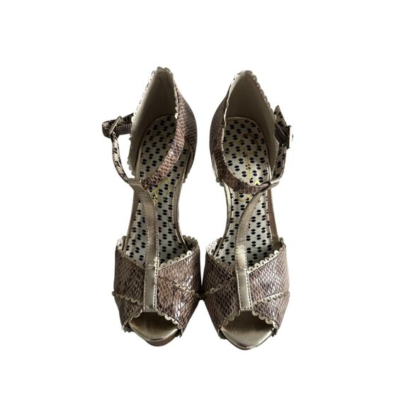 JESSICA SIMPSON Snake Print Leather Heels Sandals Size 5 - Picture 3 of 8